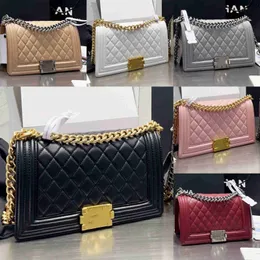 Women Tote Bag Le Boy Handbag Womens Chain Bags 6 Colors Caviar Genuine Leather Quilted 25cm Medium Totes Gold Silver Hardware Shopping Bag