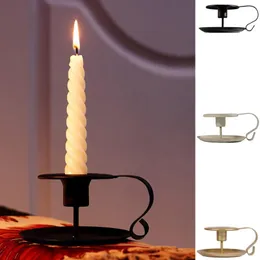 Candle Holders Iron Candelabra Retro Stand Holder Fashion Wedding Black/Gold Handmade Candlestick Dining Table Decor Home Decoration