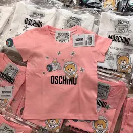 Çocuklar Moda Tişörtleri Yeni Varış t shirt Kısa Kollu Tees Tops Erkek Kız Çocuklar Ayı Desenli T-Shirt Kazak ile Rahat Mektup Baskılı