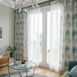 Curtain & Drapes American Cotton And Linen Style Printing Window Curtains For Living Dining Room Bedroom Nordic Fine