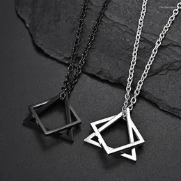 Pendant Necklaces Korean Fashion Hip Hop Necklace Men Triangle Square Combinado Boyfriend Gift Male Accessories 24 Inch Collar Hombre Cubana