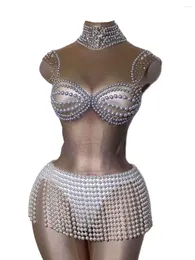 Stage Wear Body sexy con perle Novità Tute da donna Party Birthday Outfit Nightclub DJ Dance Show Costume da passerella