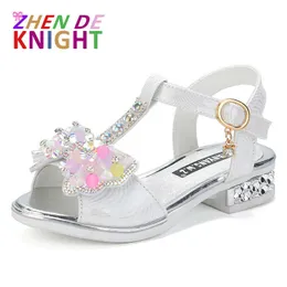 Sandali Scarpe da ragazza Sandali con tacco piatto Ragazze per bambini Primavera Estate Scarpe per bambini Scarpe da principessa con fiocco Scarpe moda Sandali per ragazze adolescenti Z0225