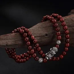 Strand Sterling Silver Men Bracelet Natural Red Beads Breaclets Pomegranate Ishihara Stone Barkles Massion Jewelry Jewelder Bededds