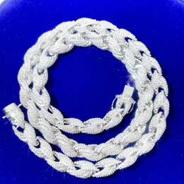 glänsande smycken vvs moissanite diamant 10 mm bred repkedja iced out halsband herr 925 sterling silver halsband hip hop halsband