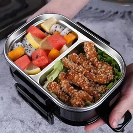 Dinnerware Sets 304 Stainless Steel Korean-style Insulated Double-layer Portable Lunch Box Student Office Large Capacity Grid