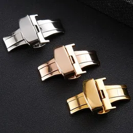 Cinturini per orologi 12mm 14mm 16mm 18mm 20mm 22mm Fibbia a farfalla in acciaio inossidabile Argento Oro Rosegold Chiusura per cinturino in pelle