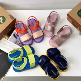 Sandals New Mini Melissa Jelly shoes 2022 Kids Girl Summer Sandals Children's Fashion Beach Sandal Toddler Candy Shoes Nonslip HMI016 Z0225