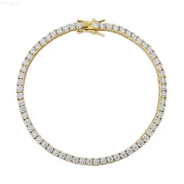 Designer Jewelry Hotsale Hip Hop Jewelry 3mm Moissanite Stones Plated 925 Sterling Silver Bracelet Tennis Chain Gold Gift Box Hiphop Lasting Long