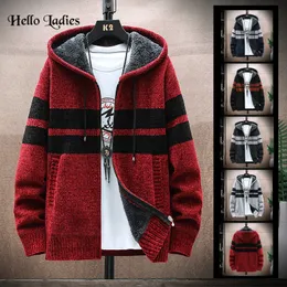 Men s Vests 2023 Sweaters In Europe and America Hooded Cardigan Plus Size Knitted Padded Fleece Garment Wholesale Foreign Trade 230225