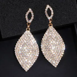 Charm klassiska stora droppörhängen brud tårtropp form kristallörhängen för kvinnor strass dinglar bröllop örhänge smycken wx065 g230225