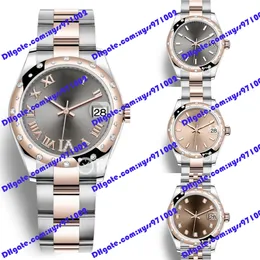 4 Model Sıcak Satış Moda Kadınlar İzle 31mm Gri Roman Kadrosu 278341 178344 278248 Elmas Yüzük 18k Gül Altın Lüks Pembe Saat 2813 Otomatik Mekanik Kahverengi Saat