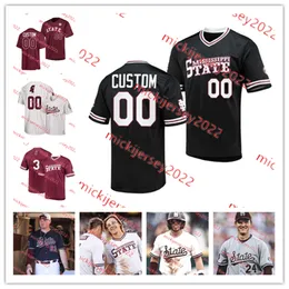 College Baseball Wears Mississippi State Bulldogs Baseball Jersey Custom Stitched Mens Youth Colton Ledbetter Hunter Hines Amani Larry Slate Alford Bryce Chance