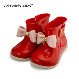 Yağmur botları cctwins çocuklar bahar yaz çocuğu pvc ayakkabı bebek kız bow rain boot wellington boot çocuk marka su geçirmez bot c1095 230227