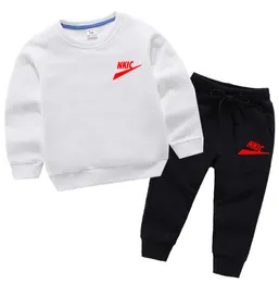 New Warm Children Clothing Sets Boys Girls' Long sleeve Trousers Autumn Winter Brand Print Children's Big Kids Sports Clothes Set