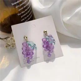 Stud Earrings Acrylic Purple Grapes Long Fashion Girl Sweet Fruit Women Jewelry Gift Birthday Party Accessories