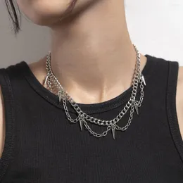 Chains Punk Thick Chain With Spikes Pendant Necklace For Women Gothic Tassel 2023 Fashion Jewelry On Neck Choker Collar