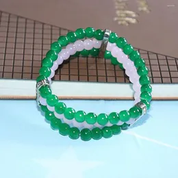 Bangle Handmade Stretch Three Layers Greek Sorority Pink Green Beads Strand Bracelets Bangles