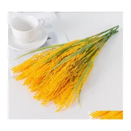 car dvr Decorative Flowers Wreaths 5Forks Simation Golden Wheat Ears Rice Artificial Plant Flower Arrangement Living Dining Bedroom Weddin Dhirs