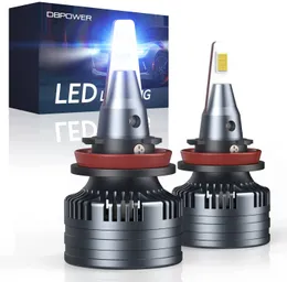 DBPOWER Lampadine per fari a LED H11/H9/H8 combinate, 80 W 14000 lumen, kit di conversione per fari a LED più luminosi del 500% 6500 K bianco freddo, confezione da 2