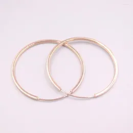 Серьги обруча Solid Pure 18K Rose Gold Женщины гладкие 3,7-4G 30 2 мм