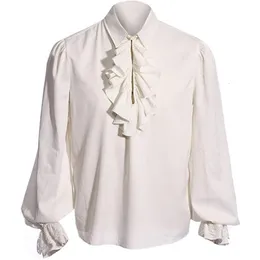 Мужские повседневные рубашки мужские пиратские средневековые рубашки рюша в стиле стимпанк готическая рубашка мужская костюм на Хэллоуин Косплей Ренессанс Викторианский топ -рубашка Хеменс 230227
