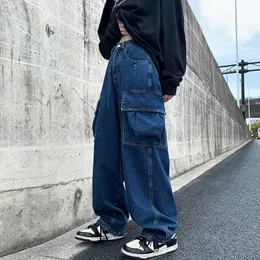 Herren Jeans Baggy Cargo Jeans große Tasche Hosen Männliche Denim Hosen Breites Bein Hose Damen Jeans Lose Lässige Street Hip Hop Harajuku 2022 Z0225