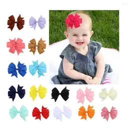 Hårtillbehör 1 Stycke Söt baby hårnålar Girls Grosgrain Ribbon Bow Knot Clips Solid Colors Boutique Headware Kids