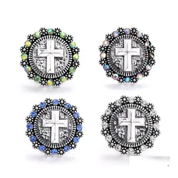 dvr per auto Altro Colorf Bottone a pressione in cristallo Componenti per gioielli Sier Cross 18 mm Bottoni a pressione in metallo Fit Bracciale Bangle Noosa per donna Uomo Drop Dhjev