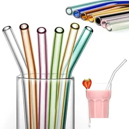 Sugrör Färgf Glas Sts Återanvändbar St Miljövänlig Hög Borosilikat Tube Bar Drinkware Sxmy1 Drop Delivery Hemma Trädgård Kök Dhc8V