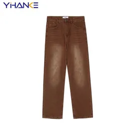 Jeans maschili alla moda jeans retrò jeans maschilette di tendenza da uomo con buchi sciolti casual widleg widleleg pantaloni stradali uomini z0225