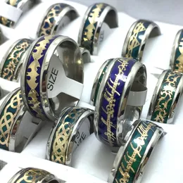 Ringas de banda Bulk 50pcs Silver Tone Temperatura Mudança de cor unissex emoção emoção sentindo jóias de aço inoxidável 230225