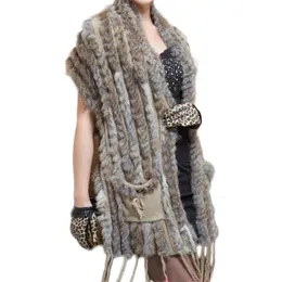 Women's Vests Women Long Fur Vest 2023 Spring Knitted Sleeveless Plus Size Ladies Waistcoat Female Colete Preto FeminioWomen's