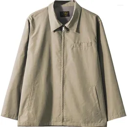 Herrenjacken Herren Vintage Jacke Lose Reißverschluss Mantel Frühling Herbst 2023 Arbeitskleidung Chic Casual Streetwear