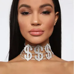 Halsband Big Money Dollar Brief Strass Halskette Aussage Für Frauen Mode Kristall Kragen Kette Party Schmuck