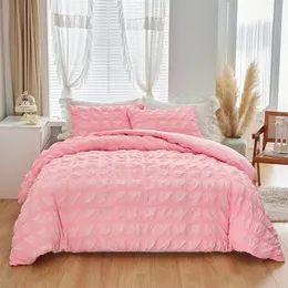 Наборы постельных принадлежностей Simple Seersucke Home Twin Beding Set Set Pink Speat Comense Single Double Cevet Set Set King Size Plear Sets Queen 230227