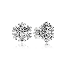 925 Sterling Silver Sparkling Snowflake Stud Earring for Pandora CZ Diamond Womens Wedding Jewelry Girlfriend Gift designer Earrings with Original Box