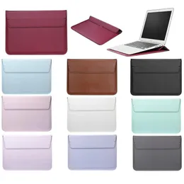 MacBook Air Pro 11 13 15 Notebook Business Pu enelopeスタイルバッグ用の革ラップトップスリーブバッグケースケース