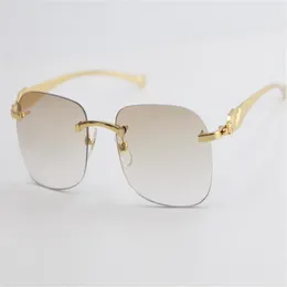 Selling Metal Leopard Series Panther Rimless Sunglasses T8100624 Cat eye Adumbral Sun glasses Fashion High Quality Summer Outdoor 2300