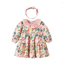 Girl Dresses Baby Floral Dress Infant Romper With Hat Children Spanish Clothes 2Pcs Spain Sisters Match Outfits