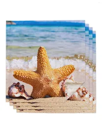 Table Napkin Beach Starfish Conch Sea 4/6/8pcs Napkins Restaurant Dinner Wedding Banquet Decor Cloth Supplies Party Decoration