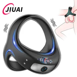 Cockrings JIUAI Vibrator Penis Cock Ring Delay Ejaculation Cockring Sexy Toys For Men 10 Speeds Couple Rings Penisring Adults 18 230227