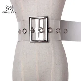 Belts Fashion Women Transparent Wide Belt Female PVC Clear Belts For Dress Ladies Metal Pin Buckle Summer White Big Grommet Strap 223 Z0223