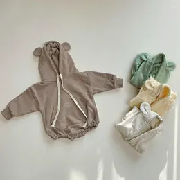 Monos Bebé Niños Niñas Mameluco Con Capucha De Algodón De Manga Larga Lindo Mono Coreano Ropa Nacida Otoño Invierno Conjunto De Ropa TrajesMonos