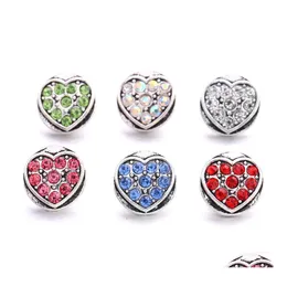 car dvr Other Fashion Heart Rhinestone Snap Button Jewelry Components 12Mm Metal Snaps Buttons Fit Earrings Bracelet Bangle Noosa Tz002 Drop Dhftd