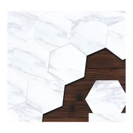 CAR DVR Väggklistermärken Funlife Marble Hexagon Tile Sticker Floor Kitchen Ease to Clean Diy Peel Stick Selfadhesive Backsplash Drop Delivery H DH7B9