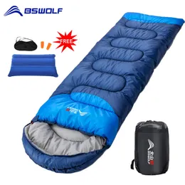 寝袋BSWOLFキャンプスリーピングバッグウルトラライト防水4シーズン暖かい封筒バックパッキング屋外旅行のための寝袋230227