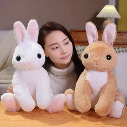 Het härlig sittande kanin plysch leksak fylld mjuk djur snö docka tecknad kudde brun vit kanin leksaker för barn flickor