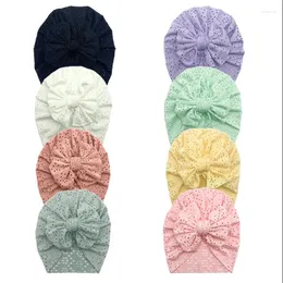Şapkalar 2023 Moda Mesh Yay Bebek Şapkası Kızlar İçin Elastik Türban Doğdu 8 Renk Pamuk Bebek Beanie Cap 1 PC