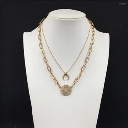 Anhänger-Halsketten, wunderschöne, mit klarem Stein verzierte, hohle Stern- und Horn-Halskette für Frauen und Mädchen, lässig, Vintage, elegantes Schmuckzubehör